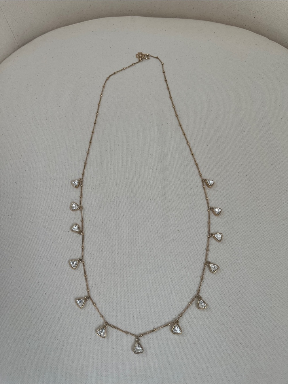 Ann Taylor Gold-Tone Necklace with Clear Teardrop Pendants